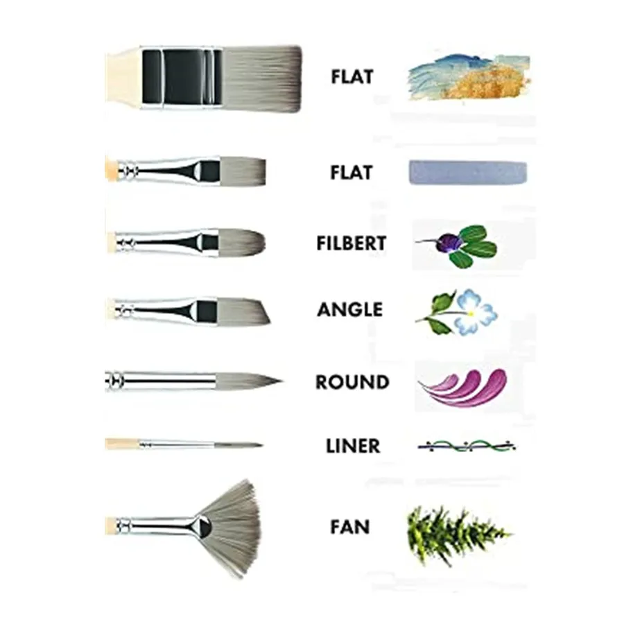 24 pieces paint brush set Expert enhanced Synthetic Brush with Cloth Roll and Palette Knife for Acrylic, Oil, Watercolor gouache