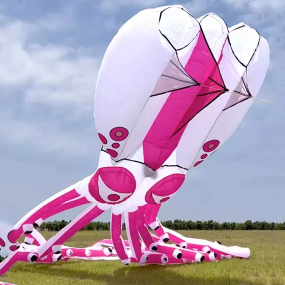 Wholesale 18m  chinese flying 3D nylon inflatable  octopus parafoil soft beach kite for sale