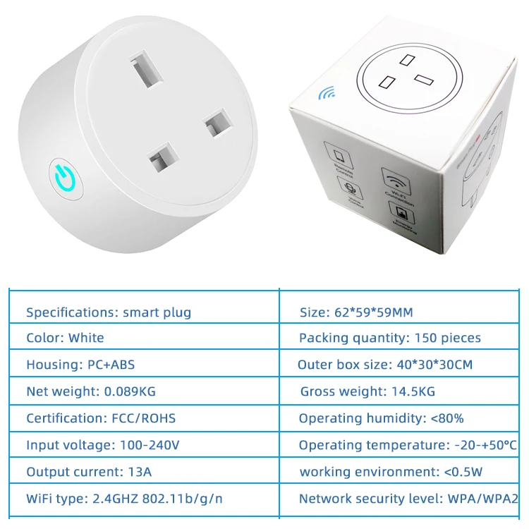 Wi-Fi розетка в британском стиле Smart Plug Таймер Пульт дистанционного управления блоком питания переключатель 16A Alexa мини-диктофон с функцией беспроводной