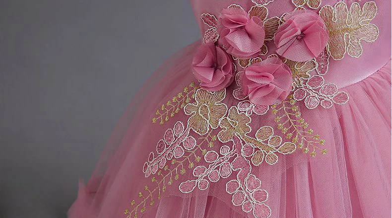 LZH 2022 Kids Tutu Princess Party Wedding Gown Infant Baby Children Elegant Birthday Baptism Dress For Girls
