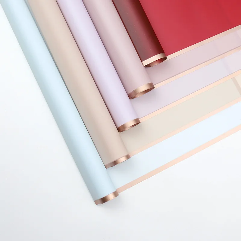 2021 Latest Hot 20pcs/Bag Waterproof Bouquet Wrapping Paper 2 Tone Colors Luxury Gold Flower Wrapping Paper