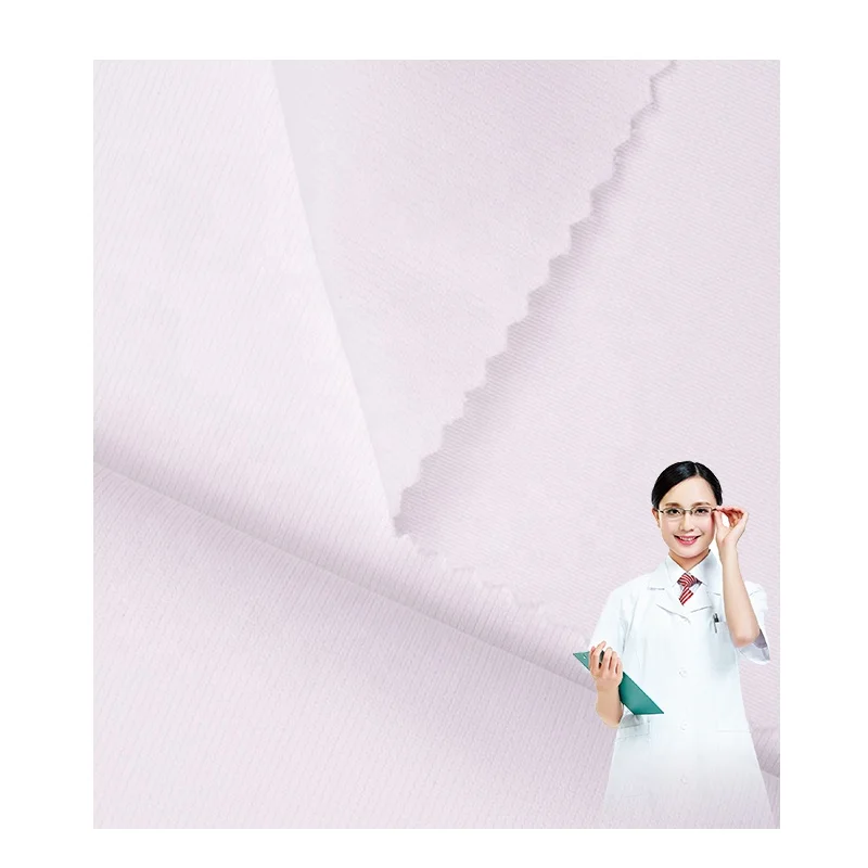 Hospital uniform polyester fabric white green medical gown medical fabric