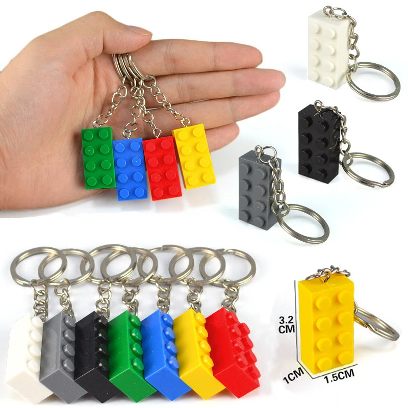 DIY Blocks Key Chain Colorful Hanging Ring Bricks Accessories Keychain MOC Brick Educational Toys Promotional Item Children Gift