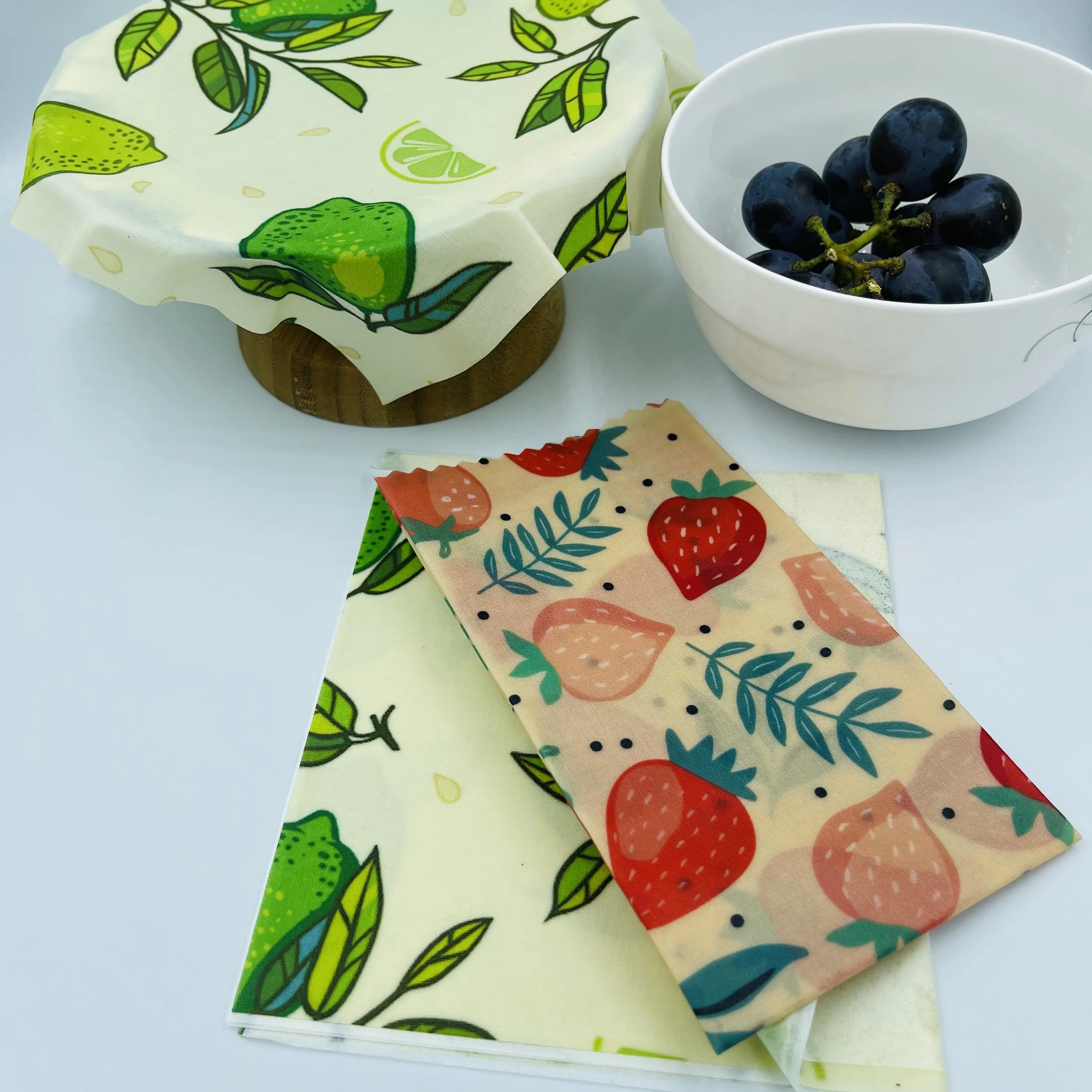 Natural Vegan Plant Base Sustainable Beeswax Food Storage Wrap Reusable Dish Bowl Covers Containers Bee Wraps