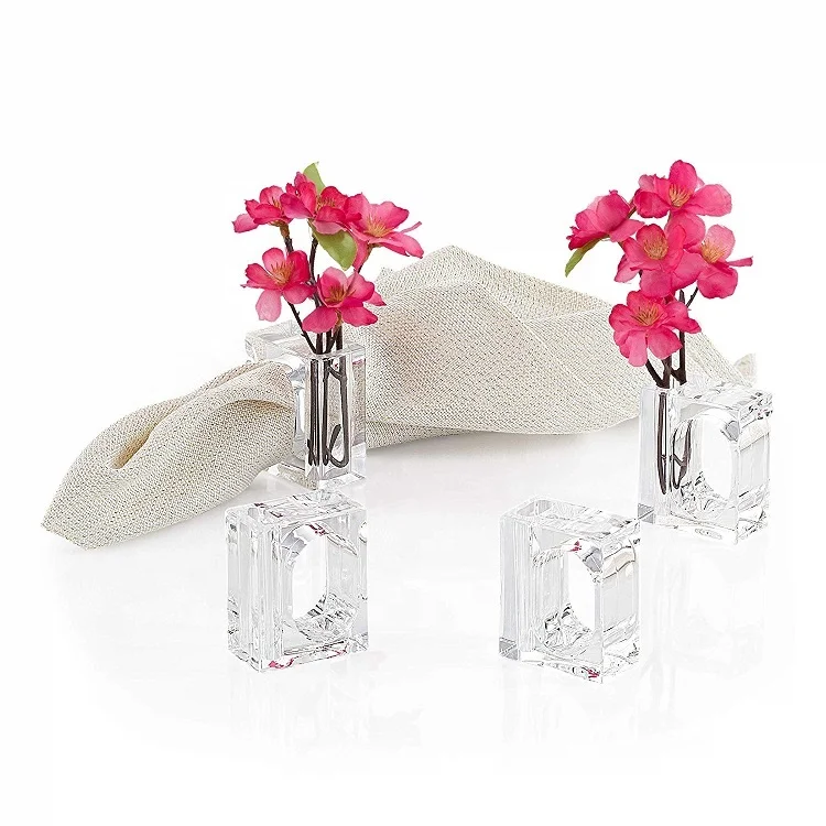 
2018 New Wedding Rings Flower Bud Vase Design Clear Acrylic Lucite Napkin Rings  (60769330142)