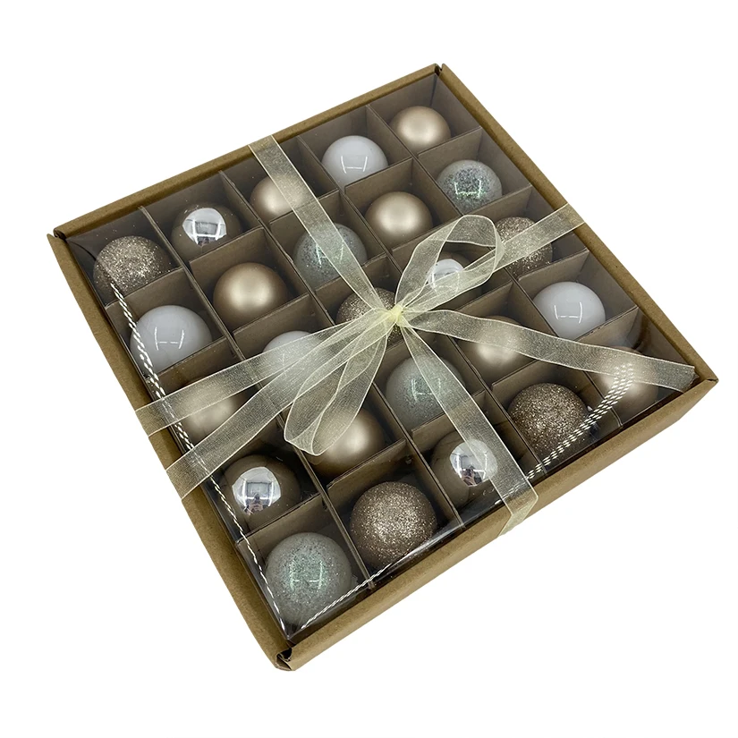 
Clear Bulk Solid Karft Box with PET Lid Glass Christmas Tree Ball Ornaments 