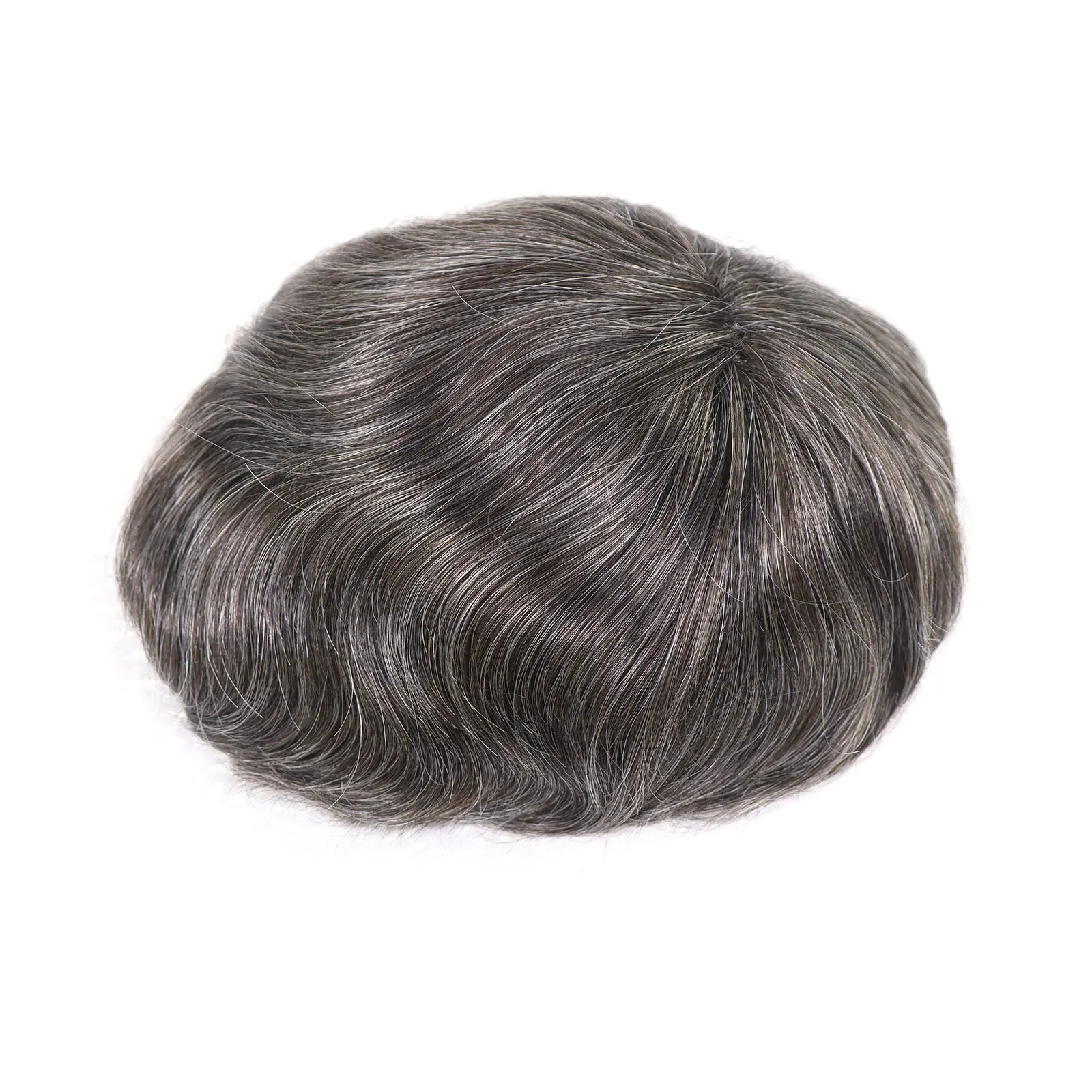 Grey Man Hair Replacement Systems Lace Top Poly Perimeter Male Hair Capillary Prosthesis Natural Men Toupee Hair Wig