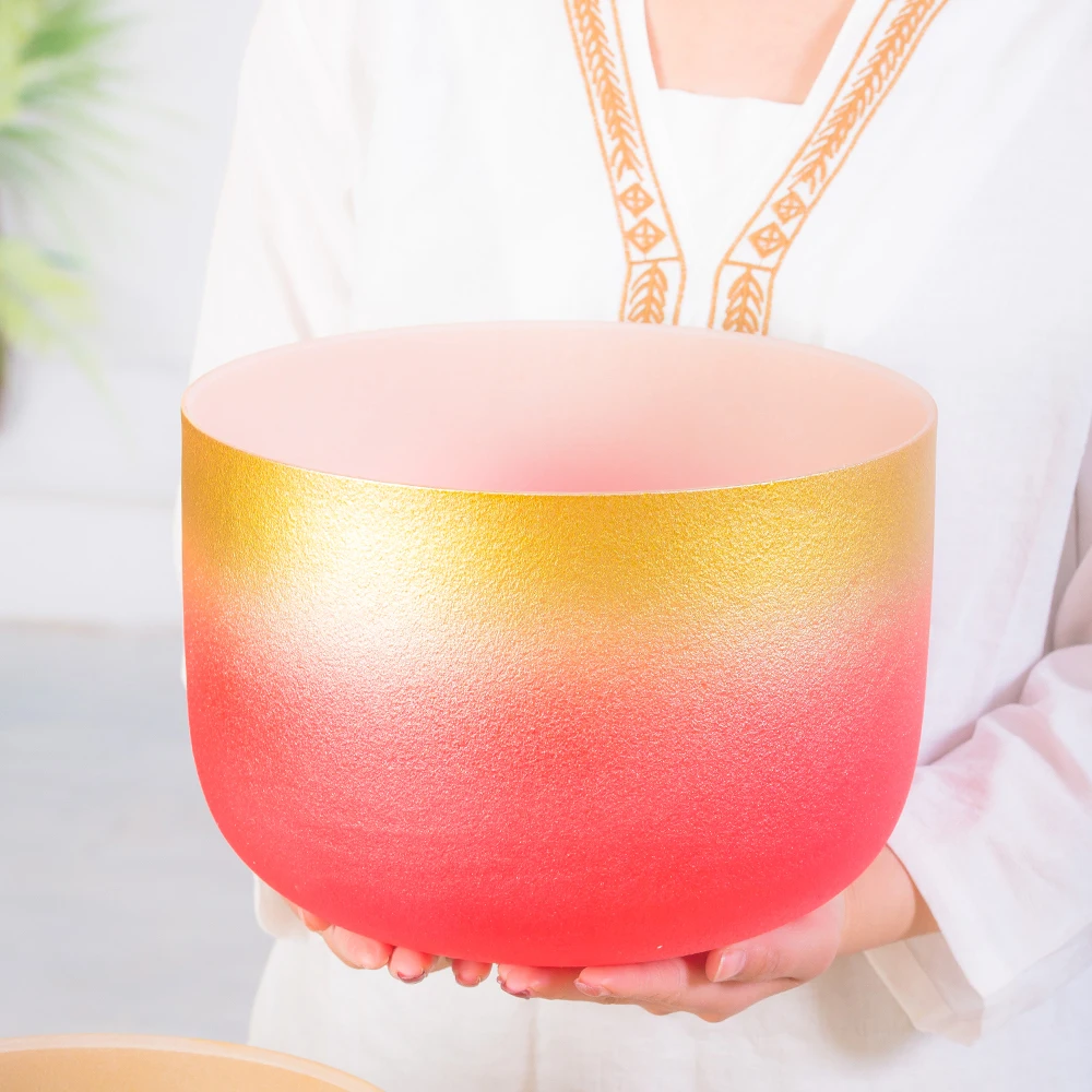8 Inch golden Red Color Note C  Factory Supply Chakra Sound Healing Bowl Crystal Singing Bowl