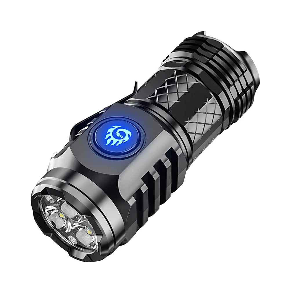 Оптовая продажа ультра яркий фонарик EDC ABS пластиковый металлический зажим Type-C USB-дисплей 3 * Светодиодный 3000 люмен уличный