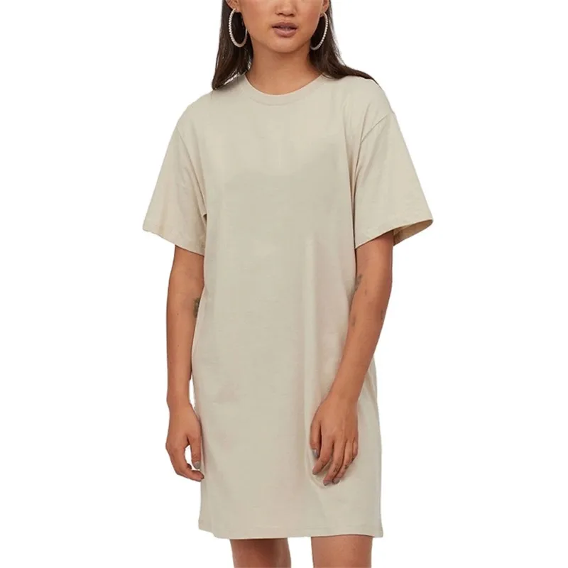 summer casual top korean design loose fit fashion T-shirt dresses women ladies long t shirt