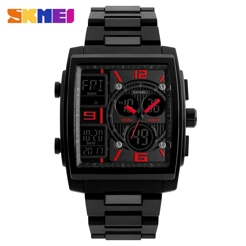 5atm water resistant dual time square watch mens fashion watch Skmei 1274