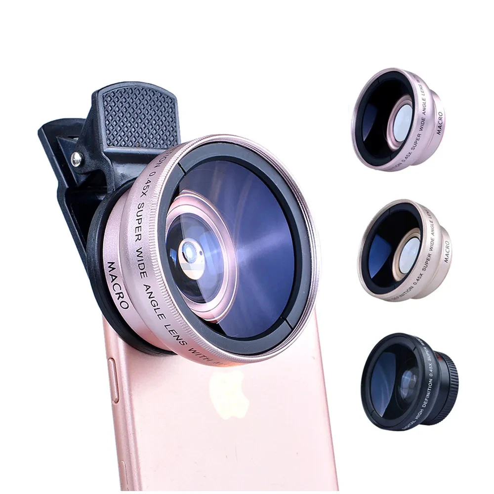 50pcs/lot 37MM 0.45x Super Wide and 12.5x Super Macro Lens for iPhone 7 Plus 6S Samsung S7 S6 Note 4 Camera lens Kit DHL free
