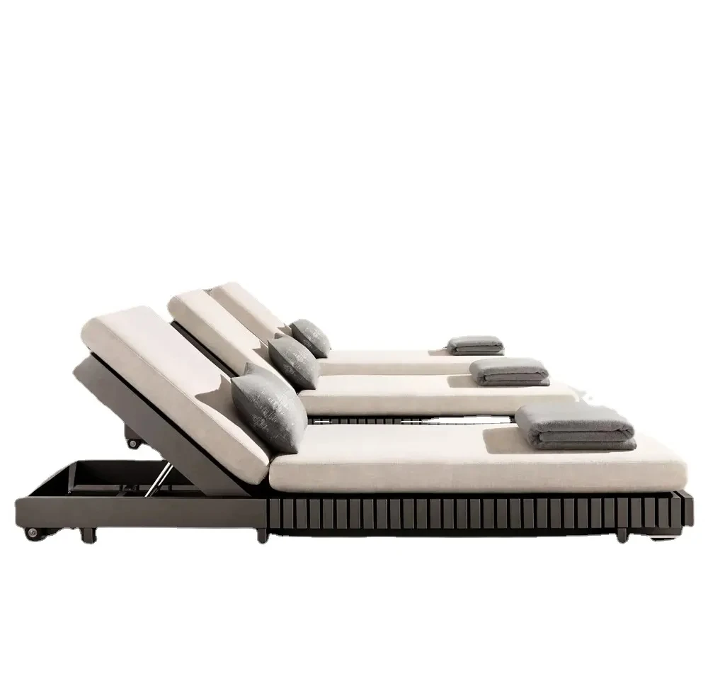 Best Modern Rattan Sunbed Outdoor Furniture Take Rest in Sunbed Patio Poly Pe Sun Bed Outdoor Chaise Lounge Outdoor Sunbed