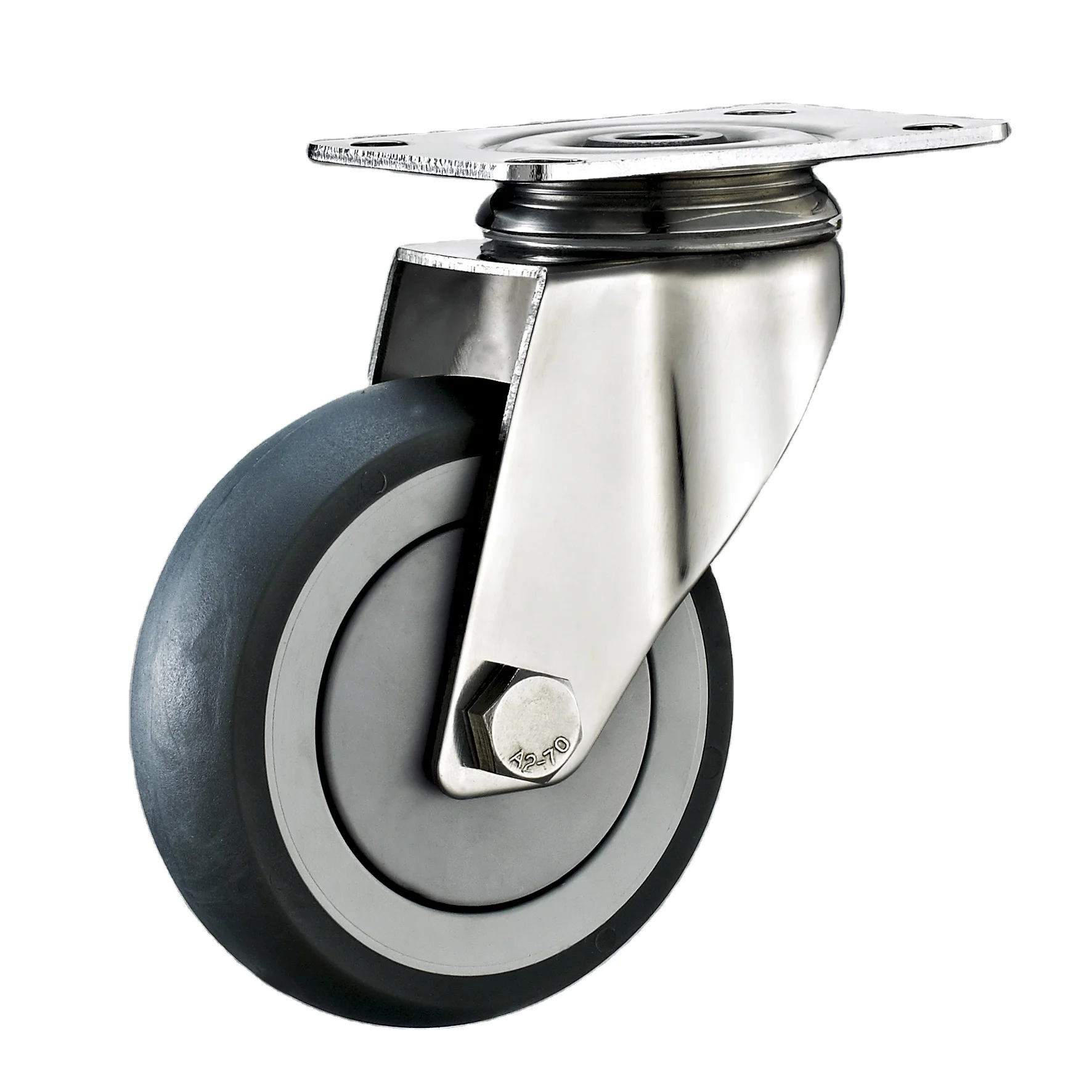 100mm Stainless Steel Thermoplastic Rubber Flat Tread Caster wheels