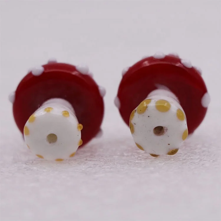 17*20mm Fancy Murano Art Glass Red Mushroom Beads with 2mm hole