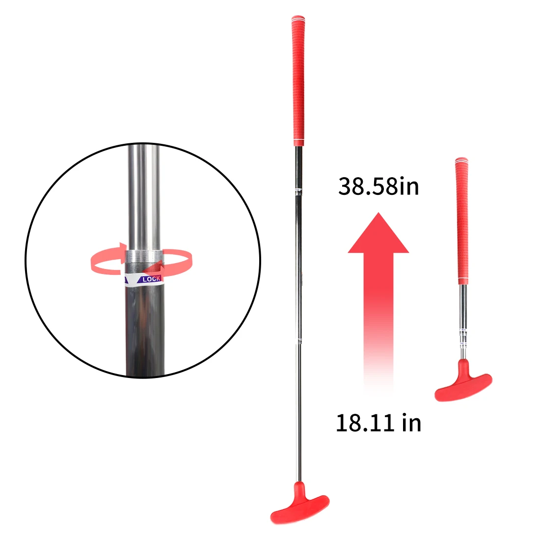 Wholesale Adjustable Golf Putter Red Color Two-Way Double Sides Golf Club Putter for Kids Adult