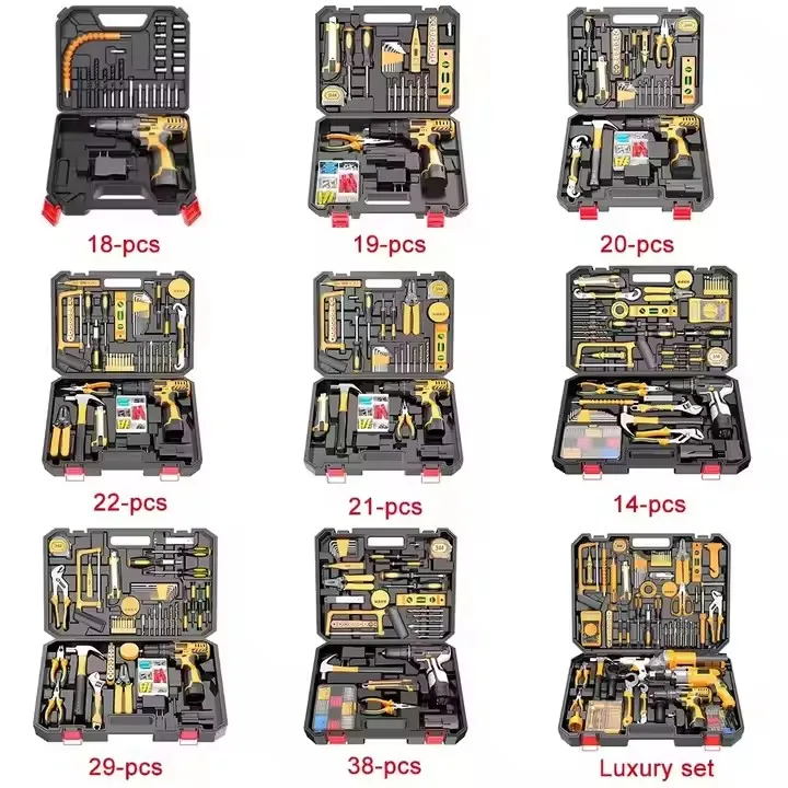 YUTUO custom logo 12V 16.8V 25V plastic box hardware power other hand tool combo kit angle grinder electric drill set