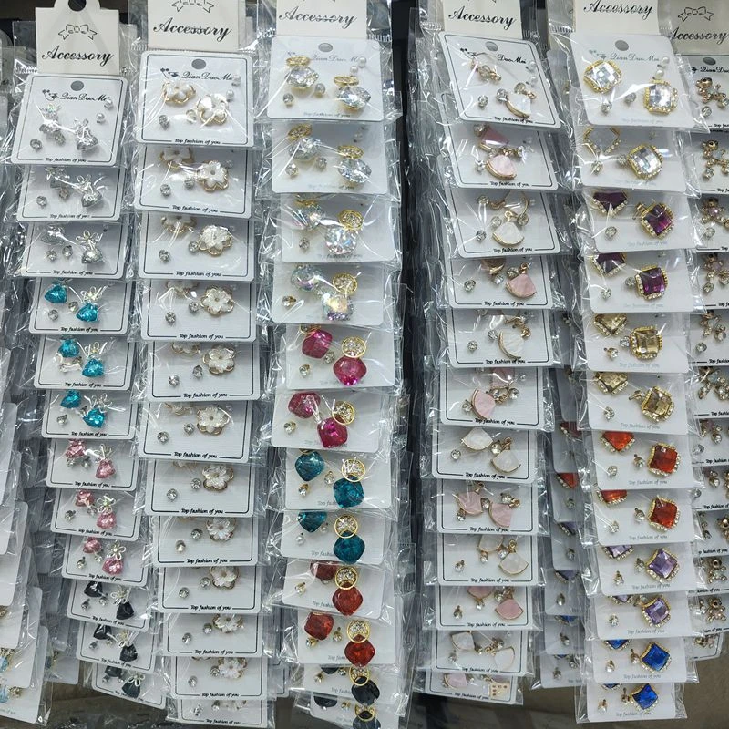 2024 in stock wholesale mixed sale cheap price beautiful earrings set for women girls 3 pairs a bag