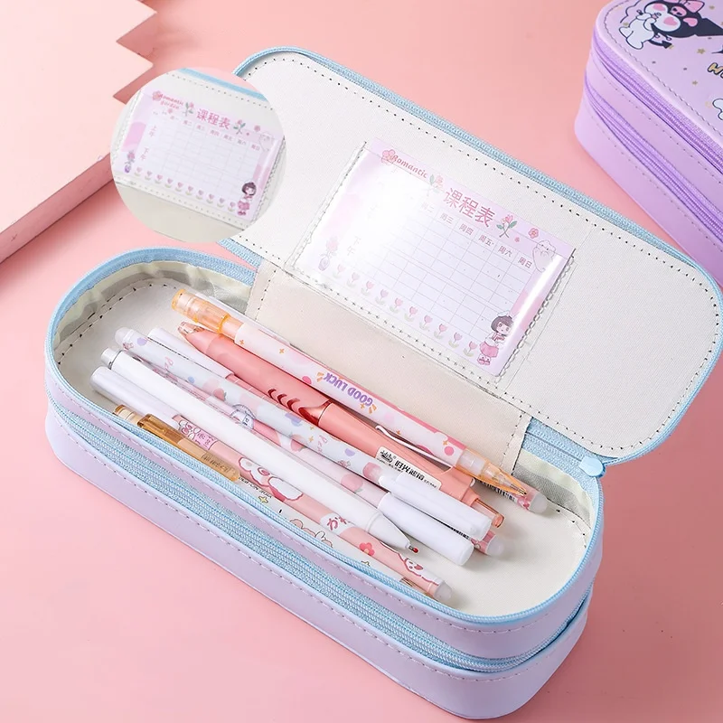 Kuromi Meloddy KT Cat Пенал для девочек Sanrioes начальной школы двухслойный пенал большой емкости