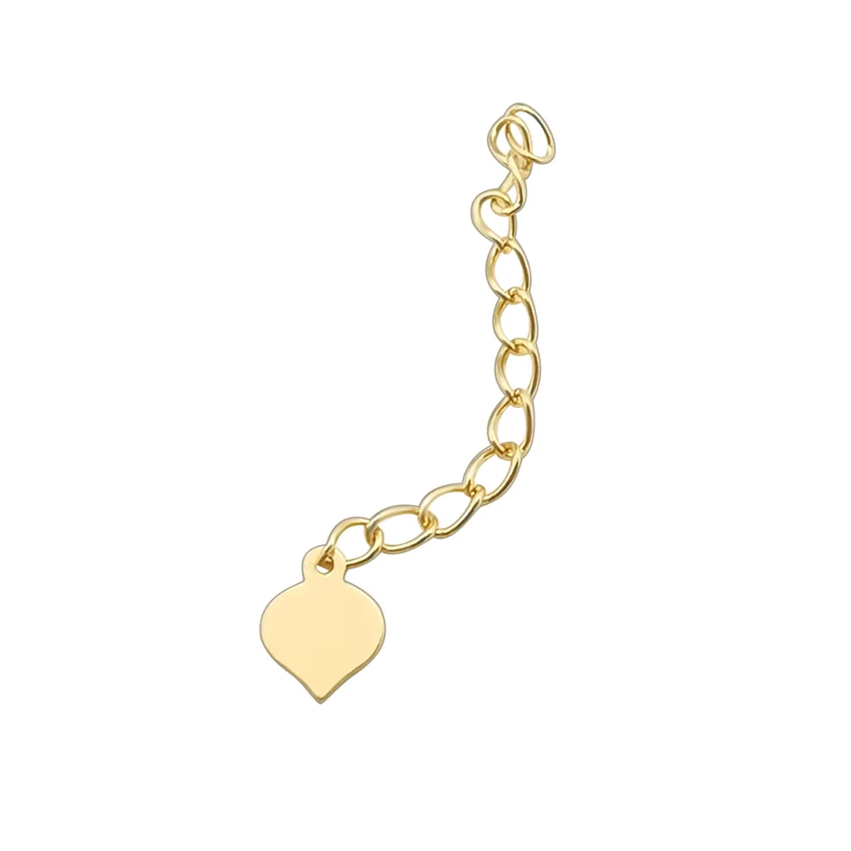 Real 18K Gold Accessory 18K Yellow Gold AU 750 Solid Gold Extender Chain With Small Heart Tag