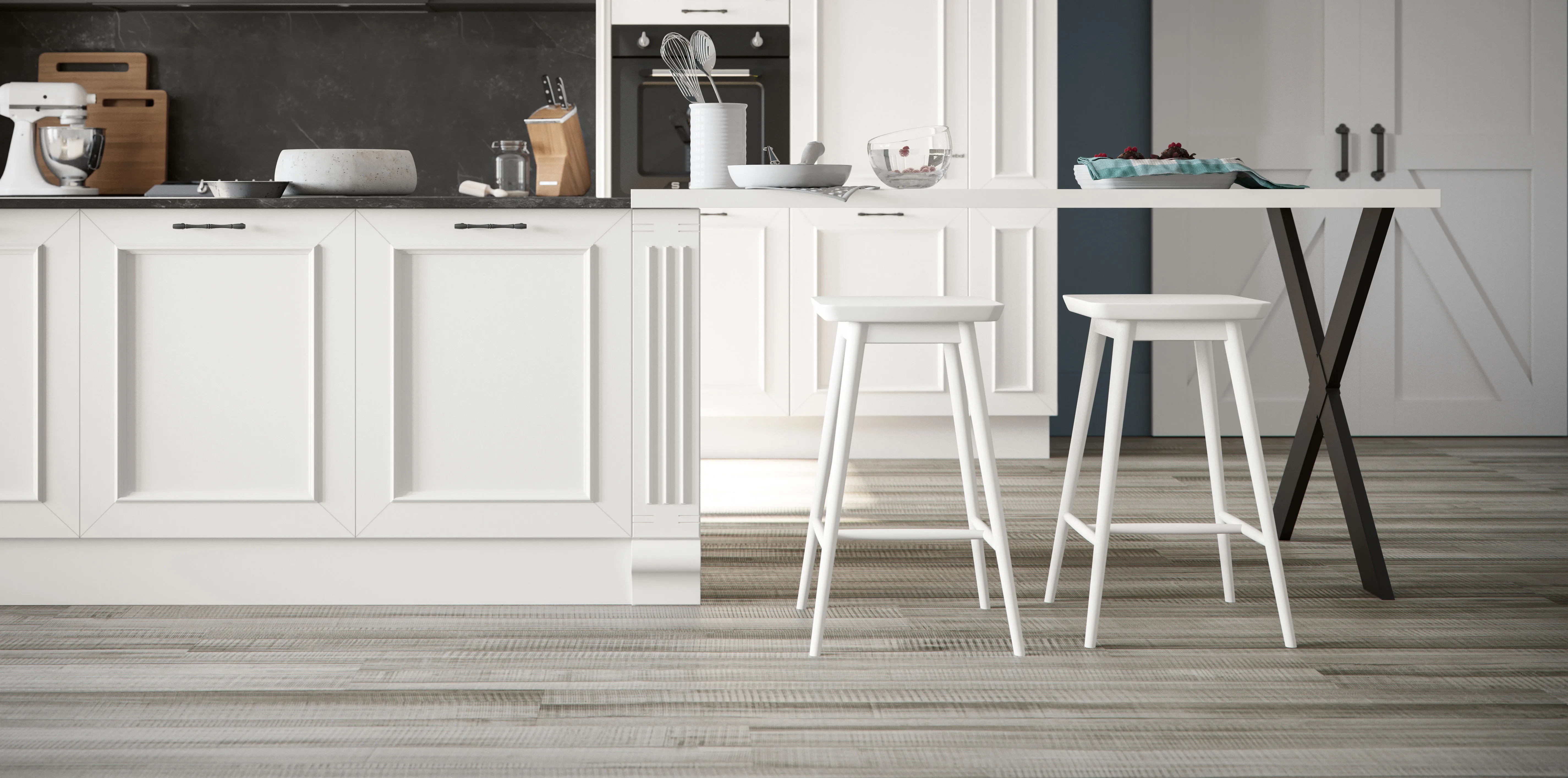 project design L shape flat pack kitchen cabinet