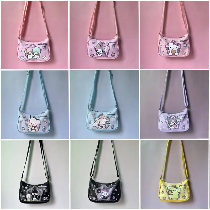 Botu fashion sanrio Shoulder Bags kawaii anime  Cinnamoroll melody PU ox high-capacity girls gifts Shoulder Portable bags