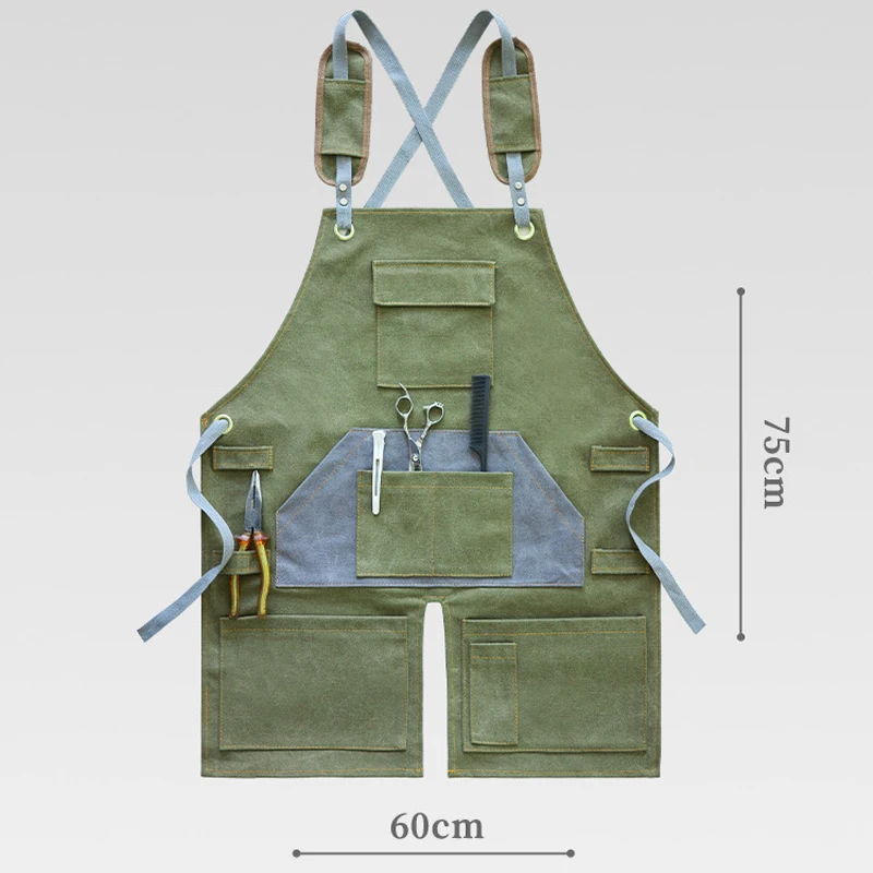 Hot Sale oil resistant cotton canvas apron wear-resistant waterproof apron serviceable canvas bartender apron