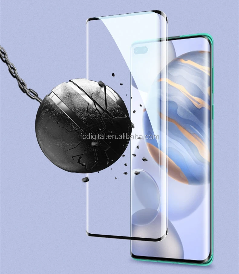 Поддержка разблокировки отпечатков пальцев 3D изогнутое УФ закаленное стекло Защита экрана для Huawei Nova 7 Pro