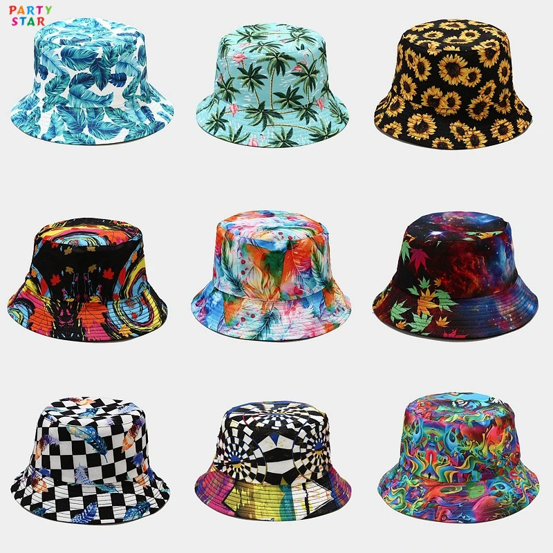 New 41 Styles Colors Plant Printed Fisherman Hats Men Women Outdoor Sun Visor Flat Bucket Hats