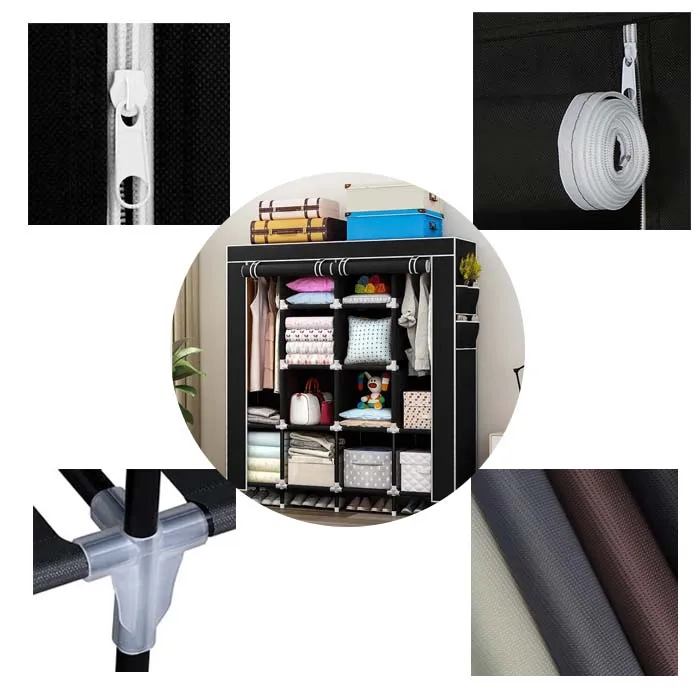 Modern Steel Tube Foldable Dust Proof Non Woven Fabric Cloth Storage Fabric Wardrobe Bedroom Furniture Home Furniture Customized
