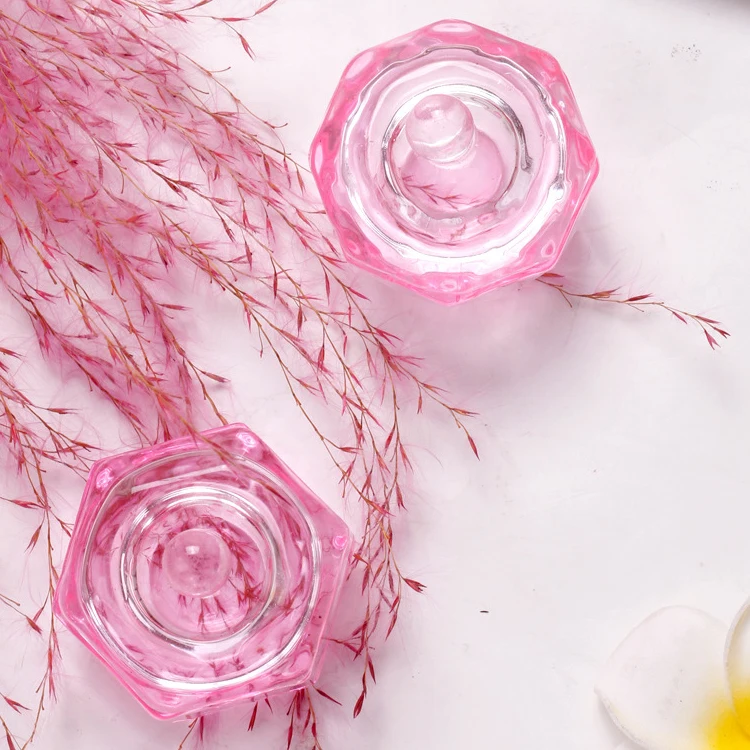 Crystal Pink Dapper dish for nail art acrylic liquid nail art liquid container glass dish