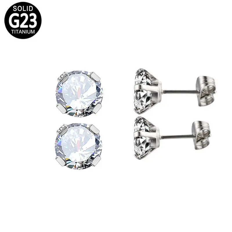 ASTM F136 Titanium Body Piercing Jewelry Zircon Buttfly Button Clip Studs Earring For Women