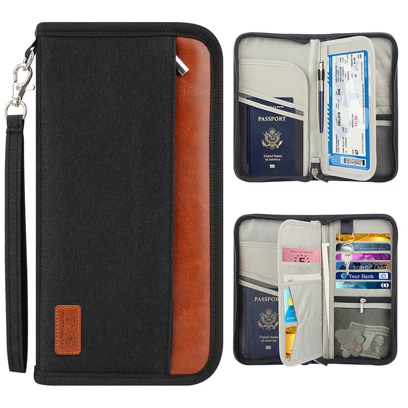 Travel Passport Ticket Wallet Passport Covers RFID Blocking Family Passport Holder Waterproof Travel Document Organizer