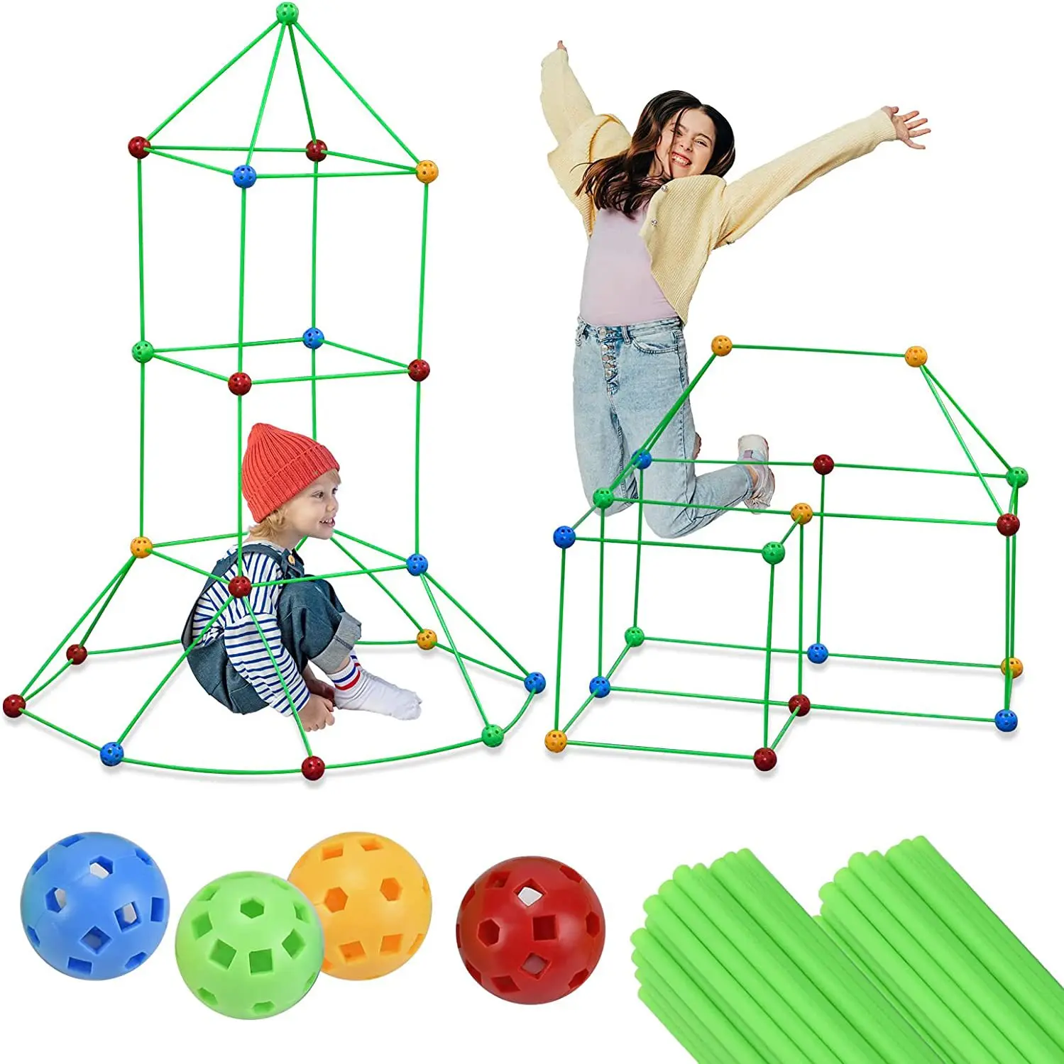 100 Pcs Diy Tent Stem Glow Construction Blocks Model Building Toys Magic Fort Building Kit For Kids/