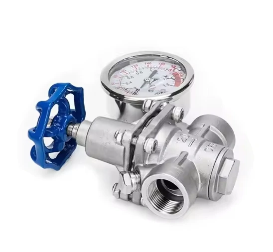 Furui diaphragm pressure reducing valve with double shock meter Stainless Steel Water And Oil Double Instrument High Flow