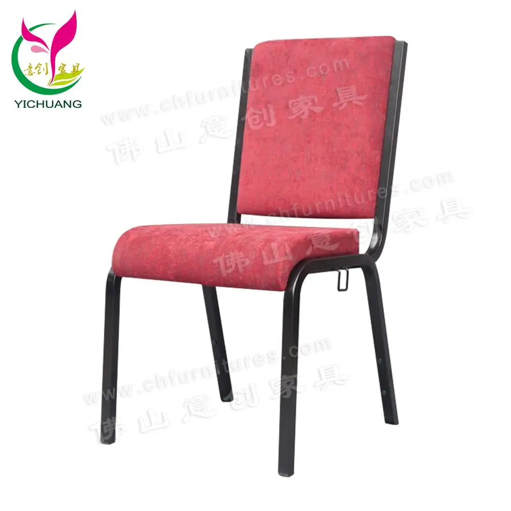 Wholesale  Church chair, High quality Black Metal and red cushion with pocket for hymn books and bibles  chair use church .