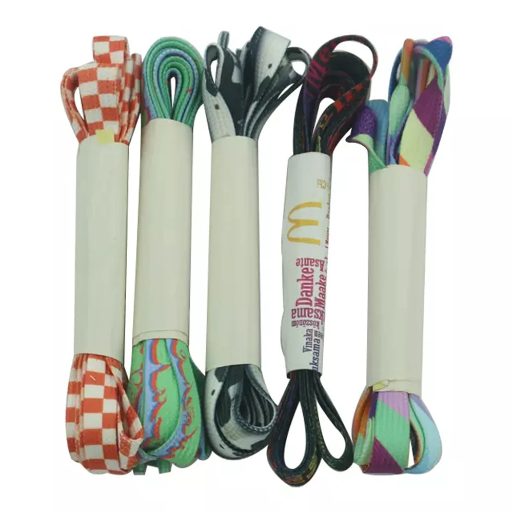 New design custom sublimation printed shoelaces, custom your own logo fat shoe laces