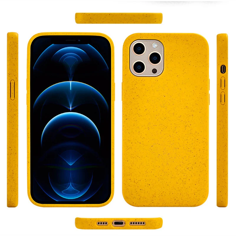 2022 Eco Friendly Organic Wheat Straw Tpu Fiber Hybrid Biodegradable Phone Case For Iphone X Xs 11 12 13 Pro Max Mobile Cover