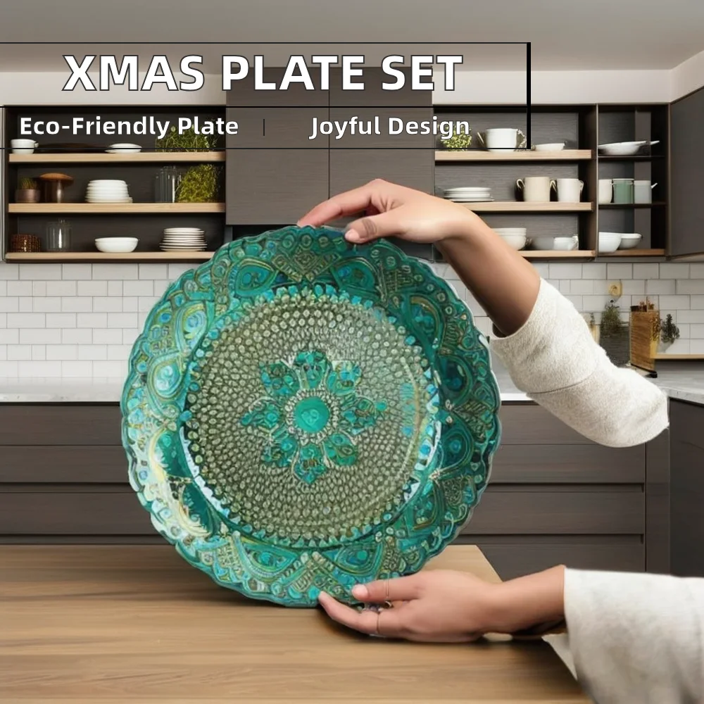 Sustainable Ceramic Dinnerware Sets Porcelain Assorted Design Dinner Plates for Christmas Celadon Technique