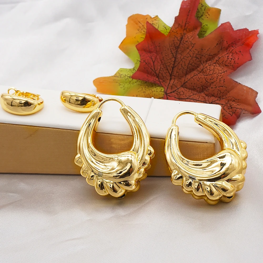 african style yellow gold dangle earrings for women Brazilian jewelry Drop Earrings wholesale Z458