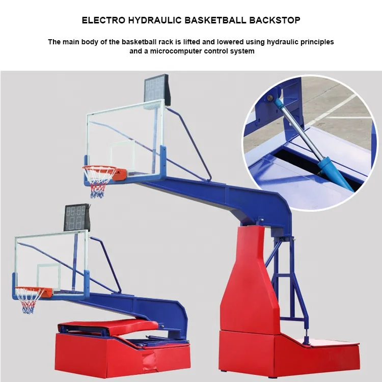 Competition Level Club Movable Folding Adult Basketball Goal Stand Electro Hydraulic Basketball Backstop
