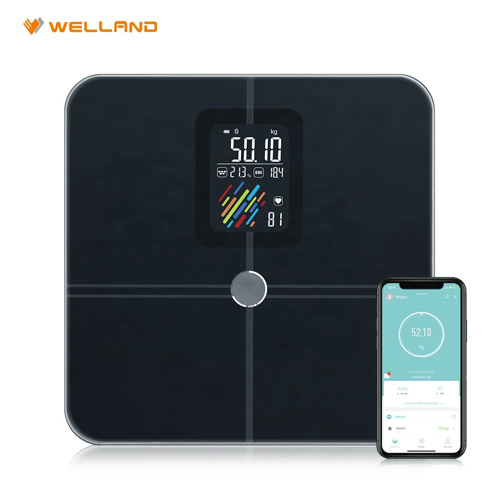 Welland Body Weight Fat Analyzer Scale Support 16 Body Composition Data With Free App