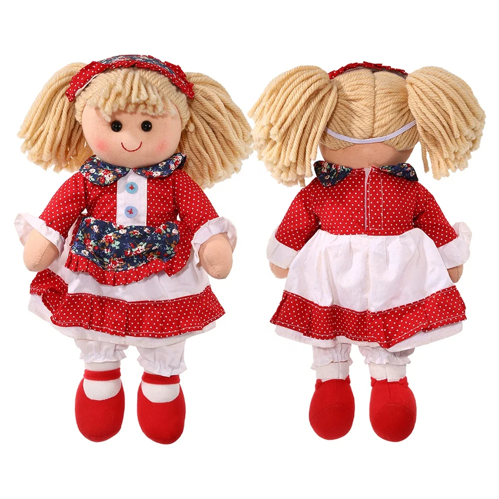 Lovely Girls Cartoon Rag Baby Dolls Toys Wholesale Cheap Soft Handmade Cotton Rag Dolls For Kids