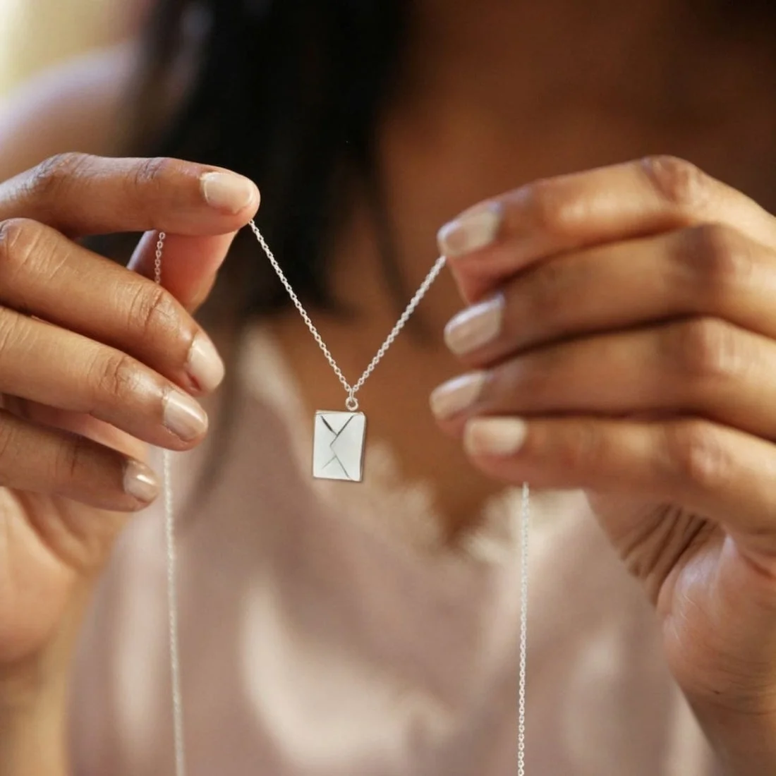 Engraved Envelope With Secret Message Pendant Necklace Custom Color Photo Open Locket Shopify Dropshipping Service