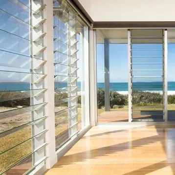 White louvre frame adjustable glass blade mirror louvre with security bar and fly screen