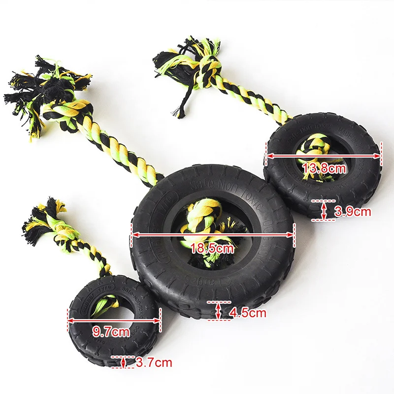Wholesale Custom Durable Dog Toys Rubber Tire Rope Dog Chew Toys for Aggressive Chewers
