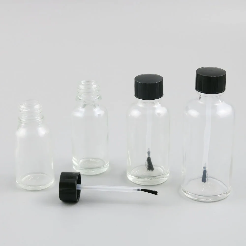 transparent empty glass 5ml 10ml 15ml 20ml 30ml nail polish bottle large bottle 50ml 100ml with brush cap