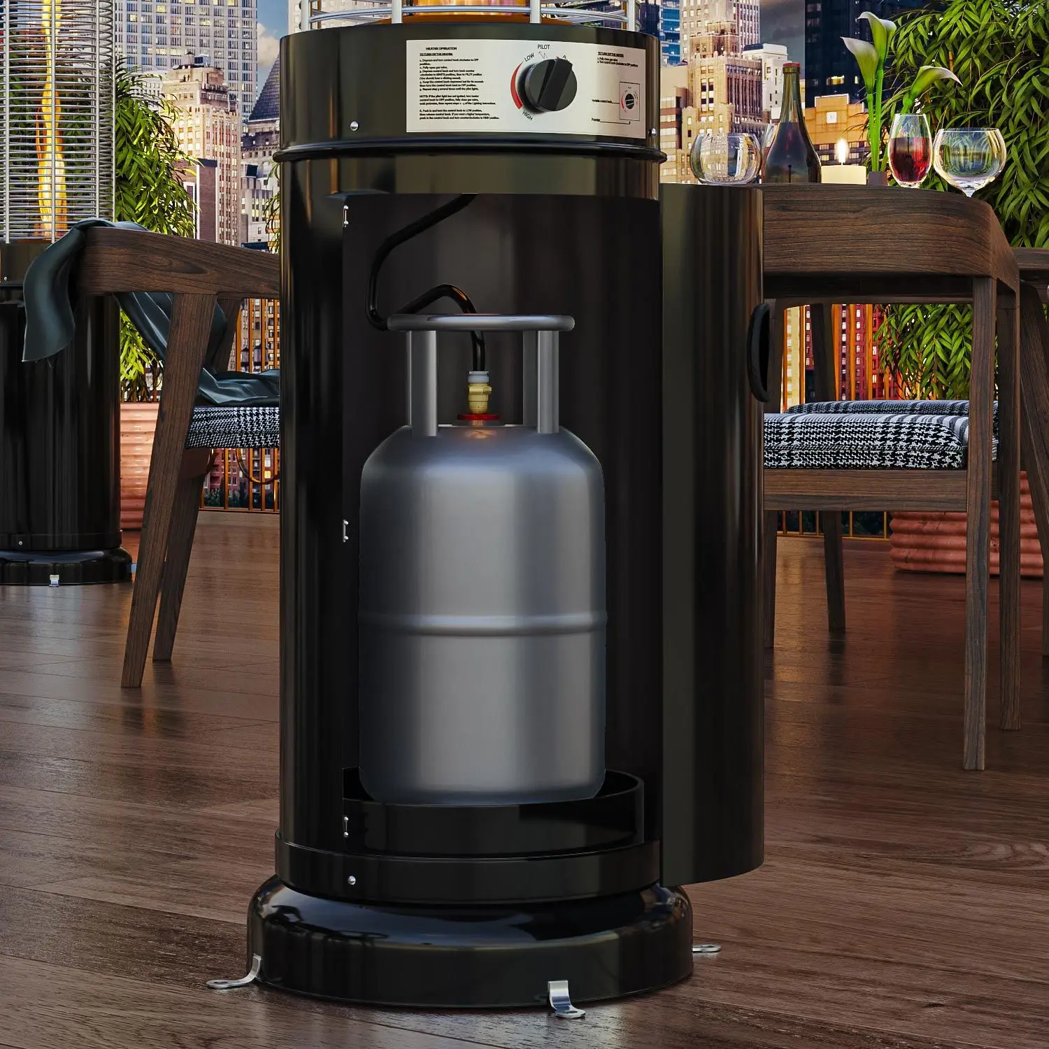 2022 backyard decoration outdoor  glass tube heater 40000 BTU  round flame gas propane stove