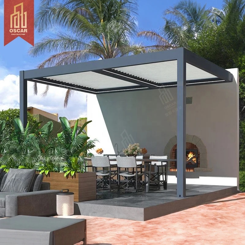 Luxury Aluminium Hardtop Gazebo High Quality Pergola Outdoor Pavilion Gazebos Garden Double Polycarbonate Roof Pavilion