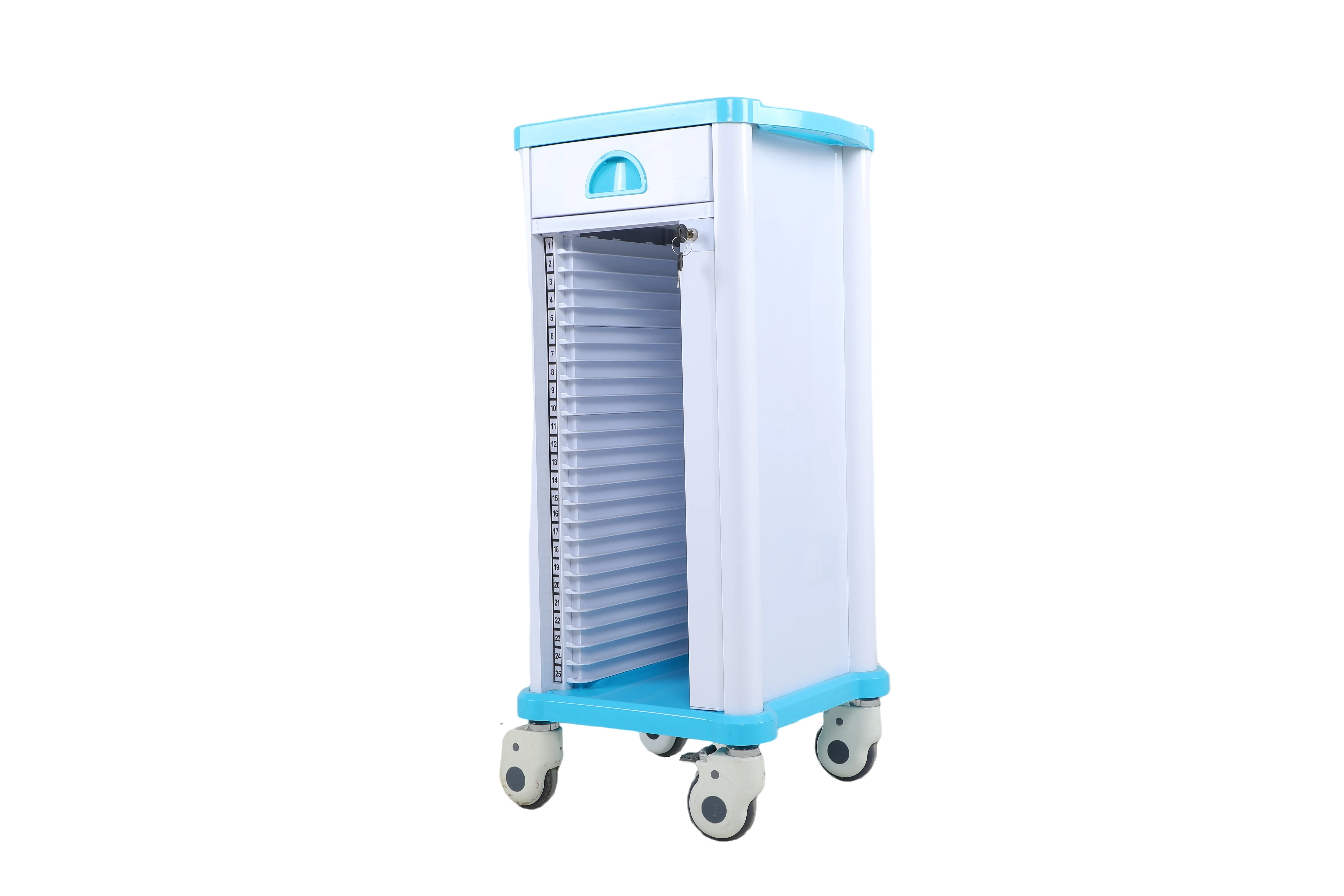 Ginee Medical abs plastic metal medical files trolley for hospital nursing patients professionally